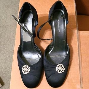 Valerie Stevens Lillian Black Satin Dress Heels